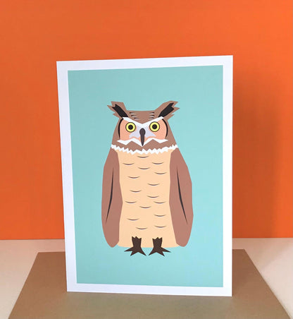 Great Horned Owl - Greeting, Birthday Card