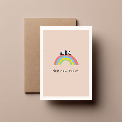 Panda Cub on a Rainbow - New Baby Card