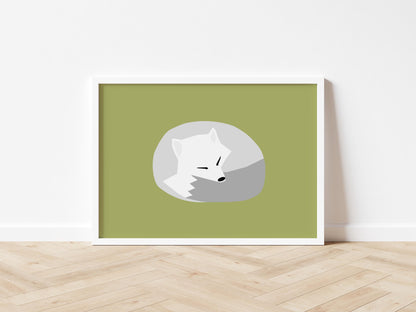 Sleeping Arctic Fox - Art print A5/A4/A3