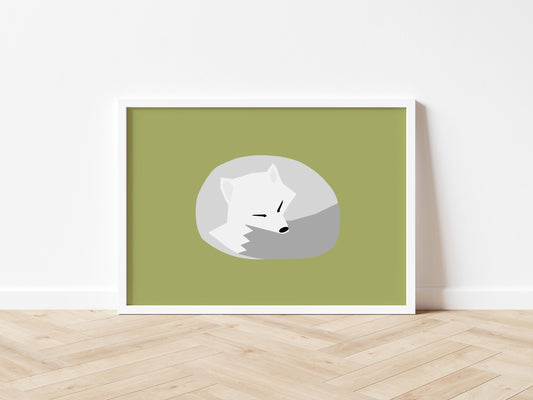 Sleeping Arctic Fox - Art print A5/A4/A3