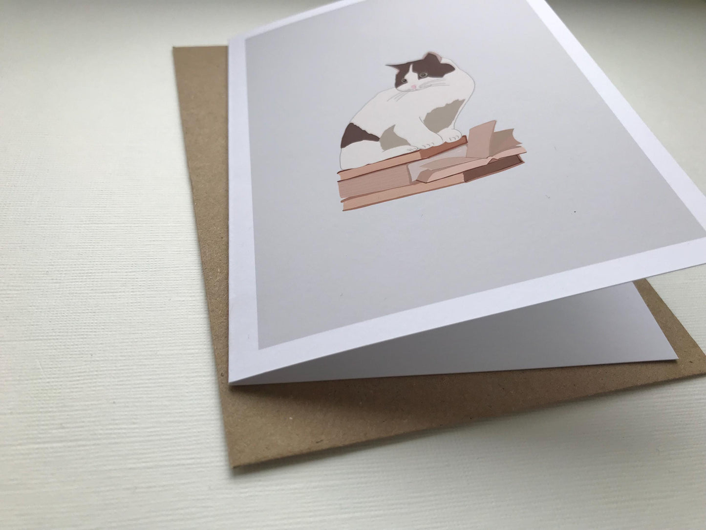 Cat & Books - Greeting, Birthday Card