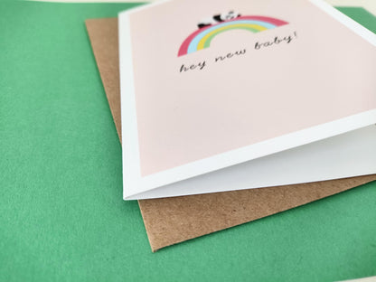 Panda Cub on a Rainbow - New Baby Card